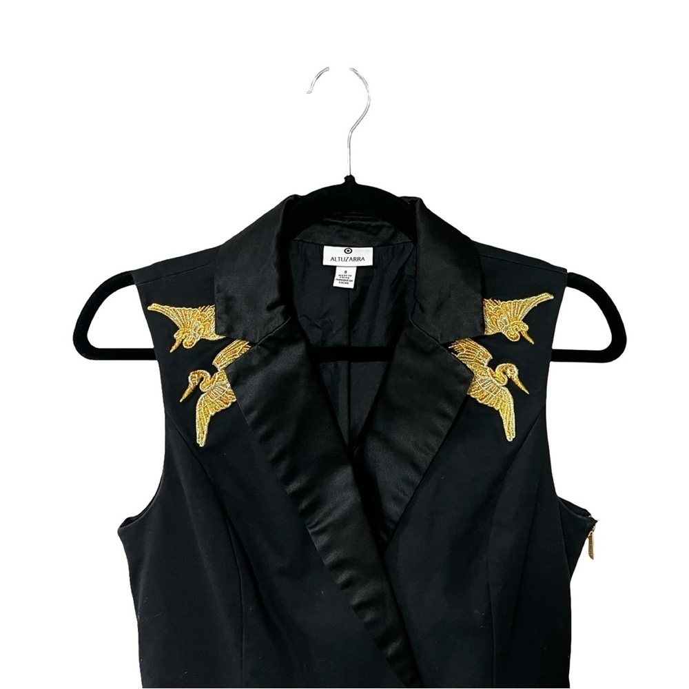 ALTUZARRA x Target Pencil Black Gold Cranes Collared Dress Sz 8 - Picture 5 of 7